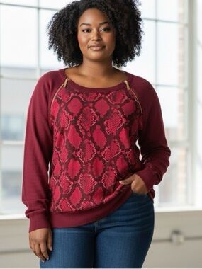 Michael Kors Snake Print Maroon Top Sixe XL